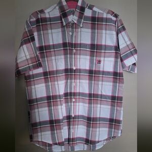 Cinch Men's Plaid Shirt - Pink and White